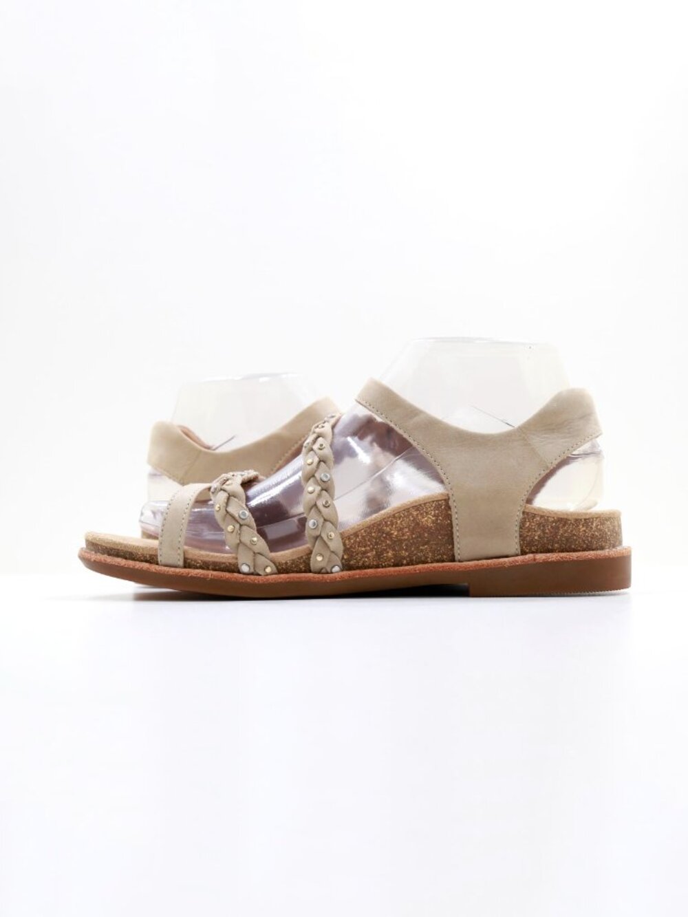Aetrex Jenn Beige Leather Flat Adjustable Strappy Sandals - 7.5/EU 38 - Picture 5 of 7
